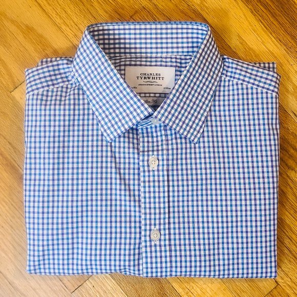 Charles Tyrwhitt Other - Men's Charles Tyrwhitt Blue & Lilac Grid Shirt (16.5/35)